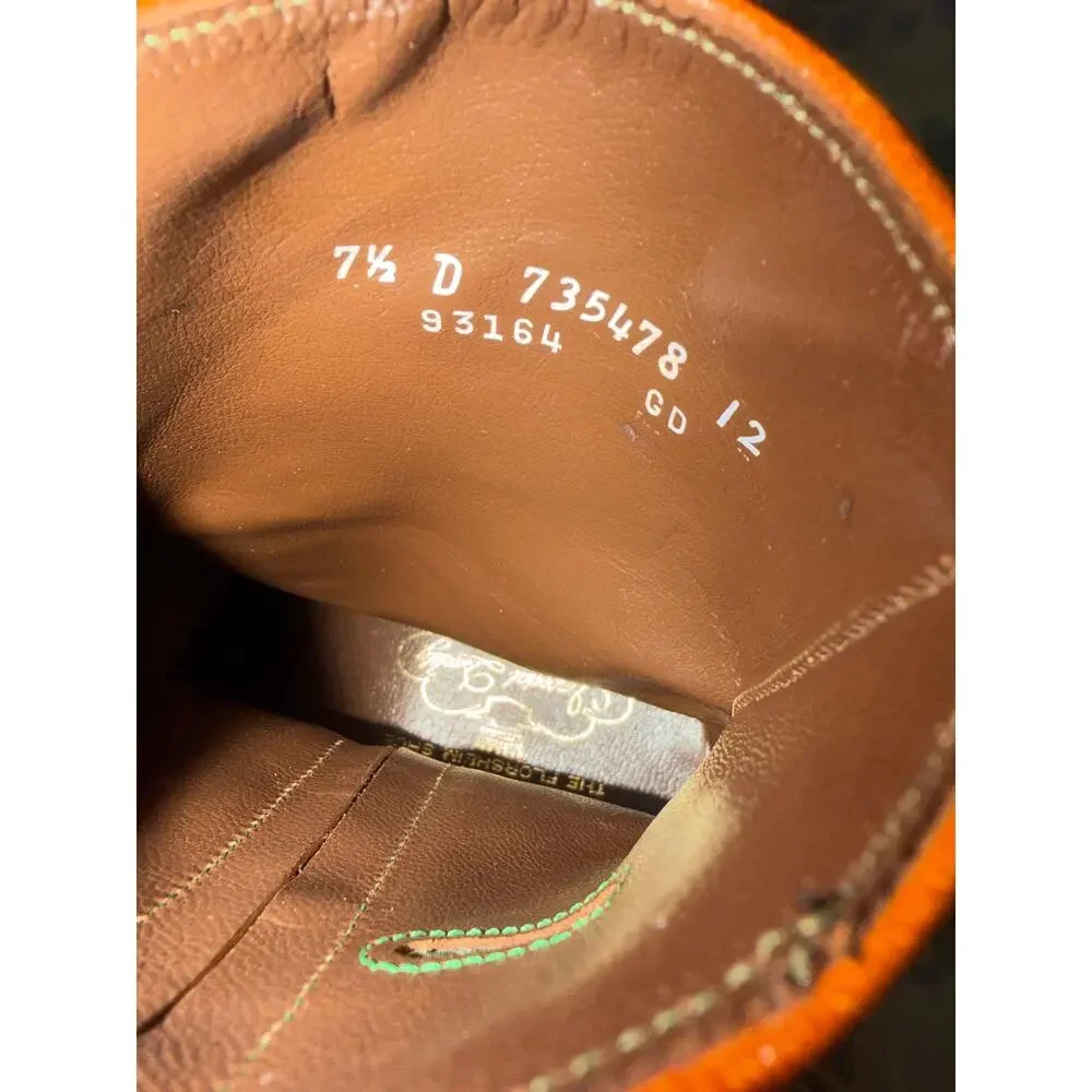Vintage Florsheim Imperial Duke Zip Boots Cognac Kidskin Leather 7.5D Near Mint